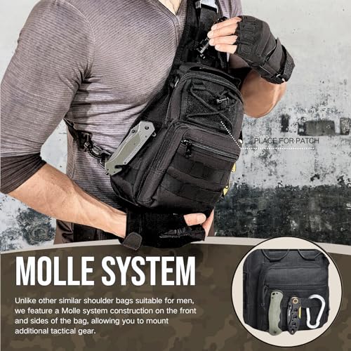 LBlanco Tactical Shoulder Sling Bag Small Outdoor Chest Pack Backpack for Men Traveling, Trekking, Camping, Sling Backpack