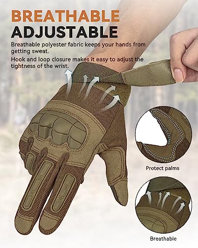 KUMGIM Tactical Gloves for Men, Motorcycle Military Combat Gloves Black Airsoft Gloves Touchscreen for Airsoft Outdoor Hun...