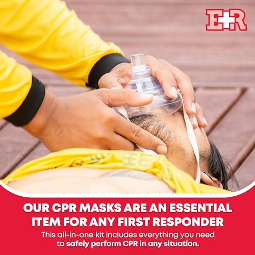 Adult and Infant CPR Mask Combo Kit – Includes 2 CPR Masks with One-Way Valves, Pair of Vinyl Gloves, 2 Alcohol Prep Pads...