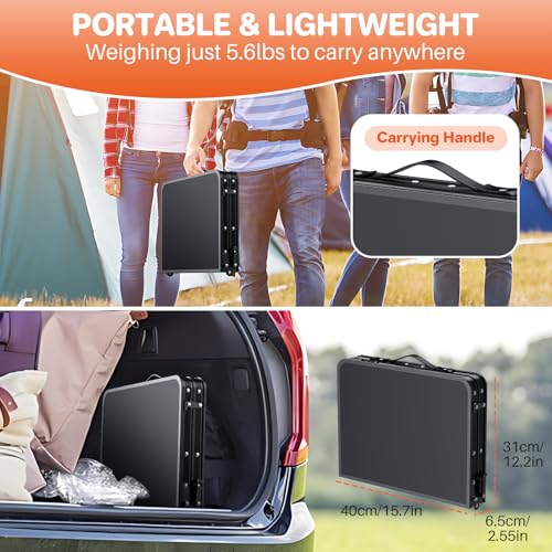FUNYKICH Max 29.4'' Tall Camping Tables(23.6''Lx15.7''W), 3 Adjustable Height Small Folding Table, Ultra-Light Aluminum Po...