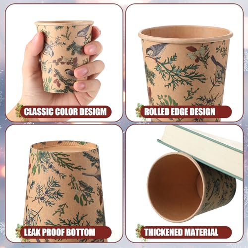 Qinyoung 120 Pcs Christmas Disposable Cups 8 oz Xmas Holiday Coffee Tea Paper Cups for Cold Beverage Hot Cocoa Chocolate D...