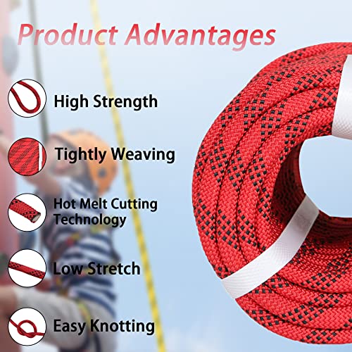 Premium Polyester Braid Rope, 3/8IN 100FT, 3520 lb High Strength Arborist Bull Rope, Multi Purpose Strong Pulling Rope, fo...