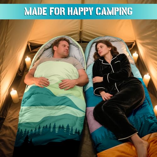 Sleeping Bags for Adults, 3 Seasons Warm & Cold Weather Waterproof Lightweight Backpacking Camping Sleeping Bag for Indoor...