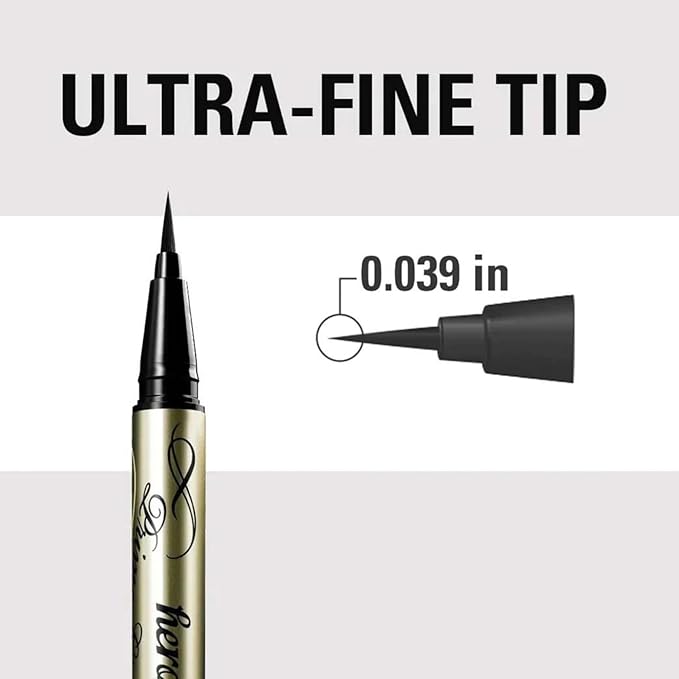 HEROINE MAKE by KISSME Waterproof Eyeliner for Intense Color & Ultra-Fine 0.1mm Tip, Liquid Eyeliner Pen with Organic Beauty Serum, Cat Eye Liner for Long Lasting Dramatic Lines, Jet Black 1 EA, PRIME