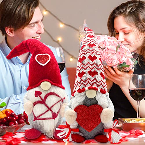 Teeker Valentines Day Decor - Valentines Day Decorations - Red Valentine Couple Plush Gnomes Decorations for Home, Indoor,...