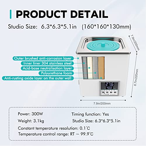 LAB FISH Lab Digital Water Bath 3L Capacity Thermostatic Heater Laboratory Heating Devices Stainless Steel