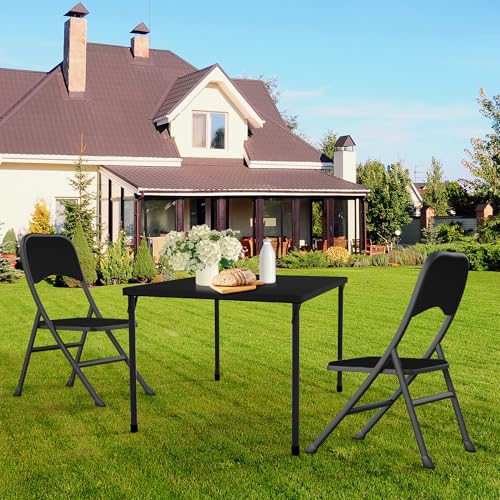 Kasunpul 34" Folding Table, Portable Square Folding Card Table with Collapsible Legs & Carrying Handle, Plastic Tables for...