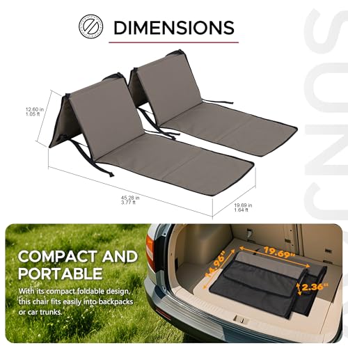 Sunjoy Ultra-Light Folding Chair with Backrest (Set of 2), Outdoor Portable Beach Mat Lounger Chair, Ideal Tanning Mat for...