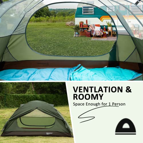 Bessport Camping Tent 1/2 Person Tent Waterproof Two Doors Backpacking Tent Easy Setup Lightweight for Outdoor, Hiking Mou...
