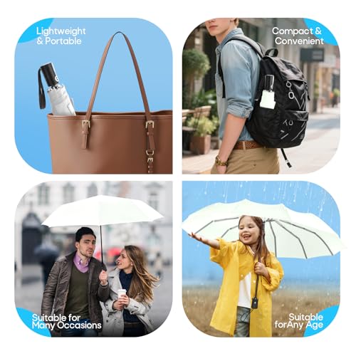 EZIYIN Travel Compact Umbrella, Folding Travel Umbrella for Rain and Shine Small, Windproof Automatic Open/Close, Portable...