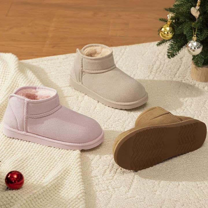Wishcotton Women's Cozy Short Bootie Slippers, Winter Warm Hard Bottom House Shoes with Fuzzy Lining for Indoor Outdoor
