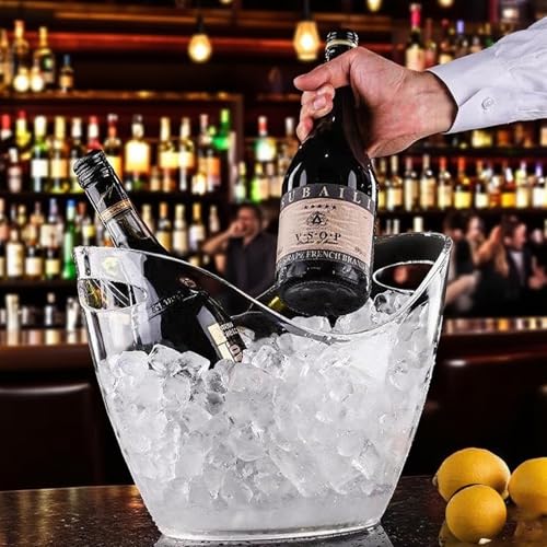 Clear Ice Bucket 4 Pack, 4L Acrylic Ice Buckets for Parties - Beverage Tub for Champagne, Beer, Wine Bottles, Large Drink ...