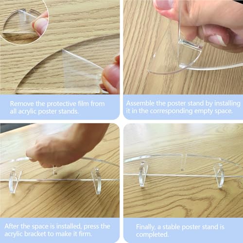6 Pcs Acrylic Poster Board Stand Holder, 11.8 x 2.36 Inch Clear Tabletop Acrylic Sign Display Foam Board Stand for Menus F...