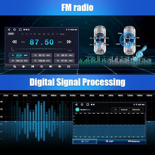 Junsun 4Core 64GB ROM Car Radio Stereo for Chevy Silverado GMC Sierra 2007-2013, Android 13 with CarPlay Android Auto Blue...