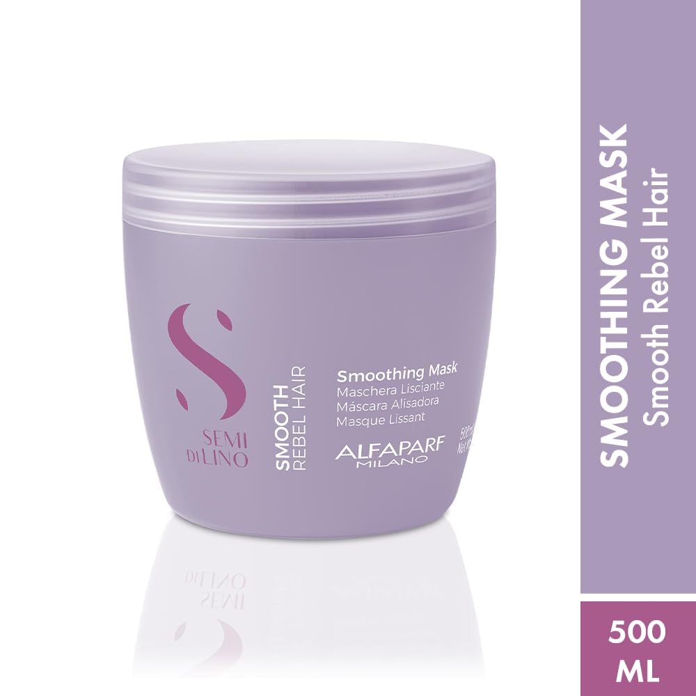 Alfaparf Milano Semi Di Lino Smoothing Hair Mask - Hair Straightening Treatment for Frizz Control & Lasting Shine - Lightweight,