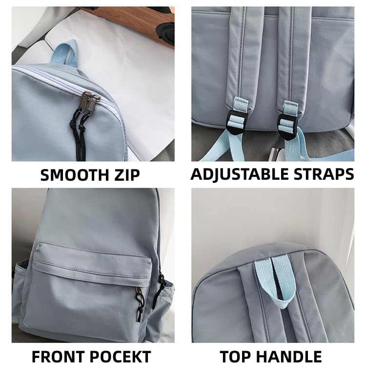 NIORYUZ Cute Backpack Basic Office Laptop Travel Lightweight Small Preppy (Baby Blue)