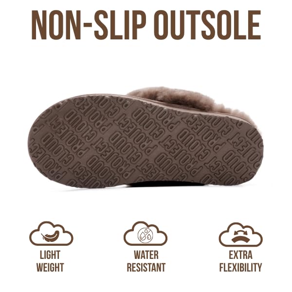 Project Cloud 100% Genuine Leather Slippers for Women Footwear with Genuine Fur Lining Womens Clogs & Mule - Non-Slip Indo...