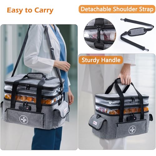 BAGSFY 3-Tier Medicine Organizer with Combination Lock – Large Medicine Bag, Empty First Aid Kit Case, Pill Bottle Medical...