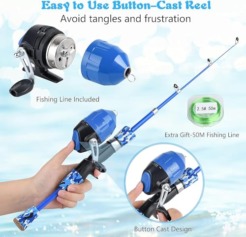 Milerong Kids Fishing Rod, Kids Fishing Pole Portable Telescopic Fishing Rod and Reel Combo Kit for Boys, Girls, Youth - w...