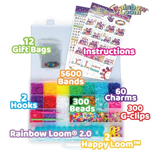 Rainbow Loom® Loomi-Pals™ MEGA Set, Features 60 Cute Assorted LP Charms, The New RL2.0, Happy Looms, Hooks, Alpha & Pony B...