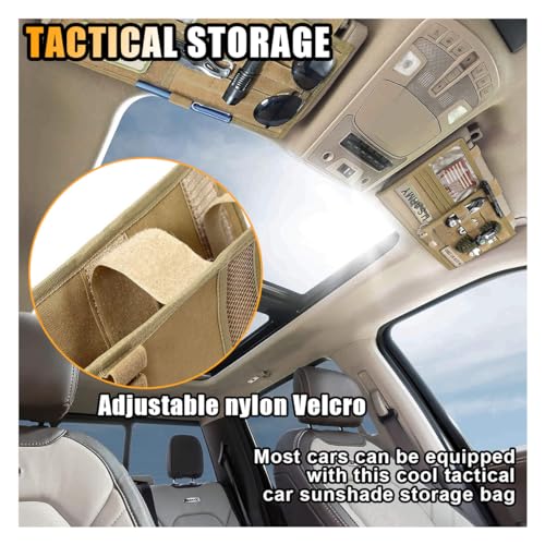 Tactical Molle Car Sun Visor Organizer, Large Molle Visor Panel Storage Pouch Holder, Tactical Gear Truck Storage Shelf, 6...