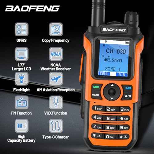 BAOFENG GMRS Radio Handheld Baofeng Radio Long Range Rechargeable GM21 Walkie Talkies,NOAA Weather Receiver GM-15 PRO 999 Channels Two Way Radio with USB-C Charger for Survival Gear Hunting,2 Pack