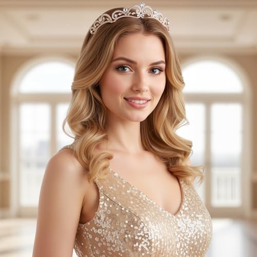 Gold Tiaras and Crowns for Women Wedding Tiaras for Bride Rhinestone Princess Crowns Small Gold Tiara Crown Headband for W...