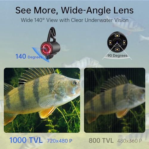 Eyoyo Underwater Fishing Camera, 4.3 Inch Fishing Camera DVR, Portable Fish Finder, 8-Hour Battery, Infrared Lights, Tempe...