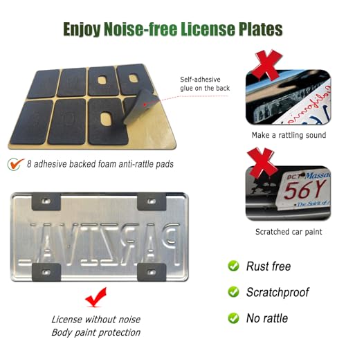 Carbon Fiber License Plate Frames- Black Carbon Pattern Plastic Front & Rear Car Tag Holder Cover 2 Pack with Mount Hardwa...