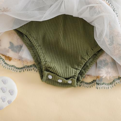 Douhoow Baby Girl Romper Dress Embroidery Lace Flowers Baby Dress Romper Fall Winter Festival Clothes with Headband