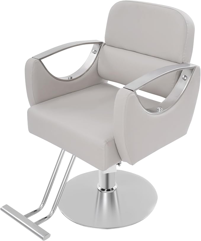 Barber Salon Chair, Salon Chairs for Hair Stylist,hair Chair with Heavy Duty Hydraulic Pump & Footrest, 360 Degrees Rolling Swivel Spa Beauty Equipment for Hair Stylist Women Man, 440 Lbs (Beige)