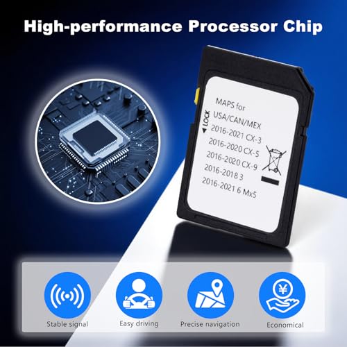 RVgolf Navigation Car GPS SD Card Compatible with 2016-2018 Mazda 3, 2016-2020 CX-5/CX-9, 2016-2024 Mazda 6/CX-3/MX-5, GPS...