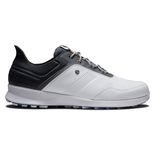 FootJoy Men's Stratos Previous Season Style Golf Shoe, White/Charcoal, 7.5 Wide
