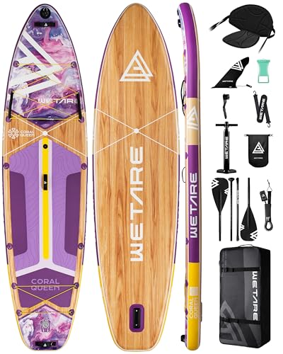 WETARE 11'6"x35" Inflatable Paddle Board, 450lbs Extra Wide Stand Up Sup Board for Adults, Blow Up Paddleboard Kayak Non-S...