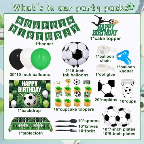 Soccer Birthday Party Decorations, 135PCS Soccer Decorations for Party Includes Soccer-Balloons Banner Backdrop Tablecloth...