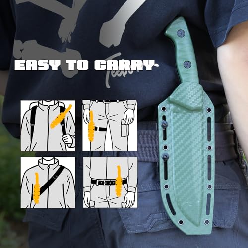 Bilizuo Full Tang Fixed Blade Tactical Knife, 5.5" Hunting Knife with 440 Stainless Steel & Ergonomic ABS Handle, Camping ...