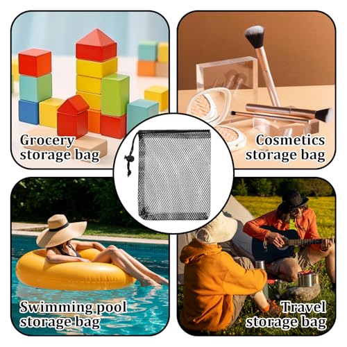 6Pcs Small Mesh Bags Black Small Drawstring Bags Nylon Bait Bag with Drawstrings Chum Bag for Saltwater Fishing Mesh Stora...