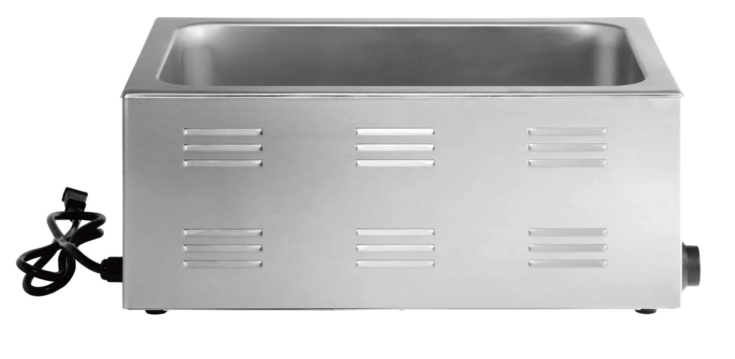 Kratos Commercial Electric Countertop Food Warmer with Two Half Size Hotel Pans and Slotted Lids, 120V, 1200 Watts, Stainless Steel Portable Food Warmer with Pans