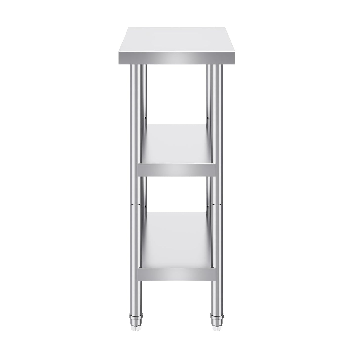 VEVOR Stainless Steel Food Prep Table, 14 x 24 x 34 Inch Commercial Food Prep Worktable Heavy Duty Prep Worktable, Metal Work Table with Adjustable Height for BBQ, Kitchen, Home, and Garage