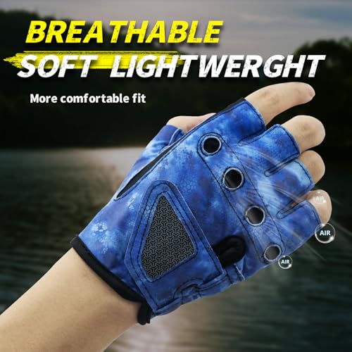 Rioomui Stubby Fingerless Fishing Gloves Men - Lightweight Breathable Anti-Slip Kayak Gloves Women for Kayaking, Sailing,P...