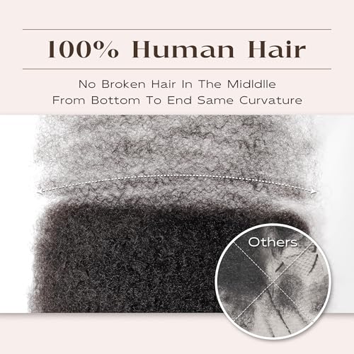 Afro Kinkys Bulk Human Hair, 22 Inch 50G/Pack Soft 4C Afro Kinky-Curly Human Hair Bulk for Twist Dreadlocks Extensions Repair Locs Natural Black 1 Pack (1B, 22inch)