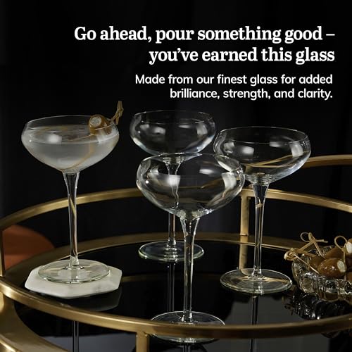 Libbey Signature Kentfield Coupe Cocktail Glasses, 9-Ounce, Set of 4, Made in USA, Dishwasher Safe, Elegant Stemmed Glassw...