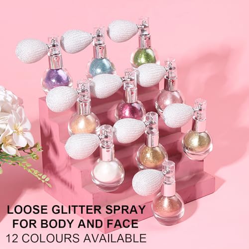 Bronze Highlighter Spray for Face and Body, Rich Color Loose Shimmer Powder Long Lasting Sparkly Spray High Gloss Makeup f...