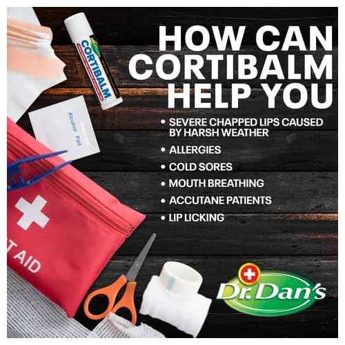 Dr. Dan's Cortibalm -3 Pack -for Dry Cracked Lips - Healing Lip Balm for Severely Chapped Lips- Designed for Men, Women and Children
