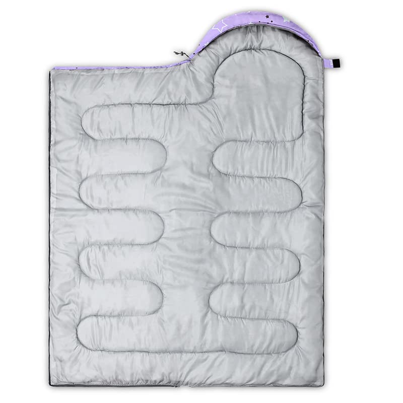 Datura home Kids Sleeping Bag for Boys,Lightcolor Purple Star-Lightweight Warm Outdoor Indoor-Waterproof Cold Weather Resi...
