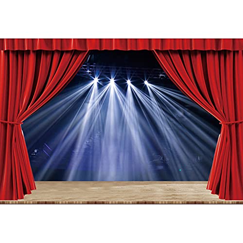 Leyiyi 8x6ft Theater Stage Backdrop Spotlight Concert Stage Red Bokeh Photography Background Fashion Music Party Concert S...