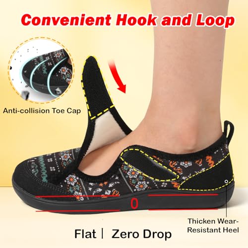 L-RUN Womens Slippers Wide Toe Box Barefoot Diabetic Shoes Women Ladies Winter House Shoes for Indoor and Outdoor