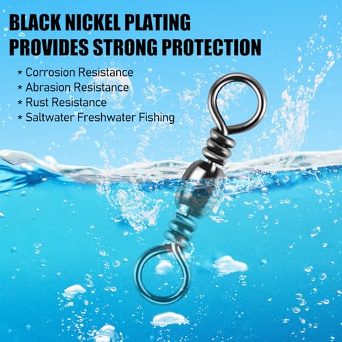 Alwonder 100-Pack Fishing Barrel Swivels, High Strength Stainless Solid Ring Brass Barrel Swivel with Black Nickel Coatin...