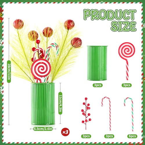 3Pcs Christmas Centerpiece Table Decorations, Red Berry Candy Decorative Jar Christmas Centerpieces for Tables, Holiday Ja...