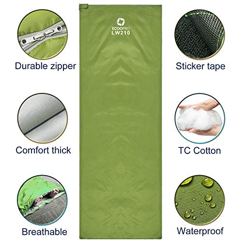 ECOOPRO Warm Weather Sleeping Bag - Portable, Waterproof, Compact Lightweight, Comfort with Compression Sack - Great for O...